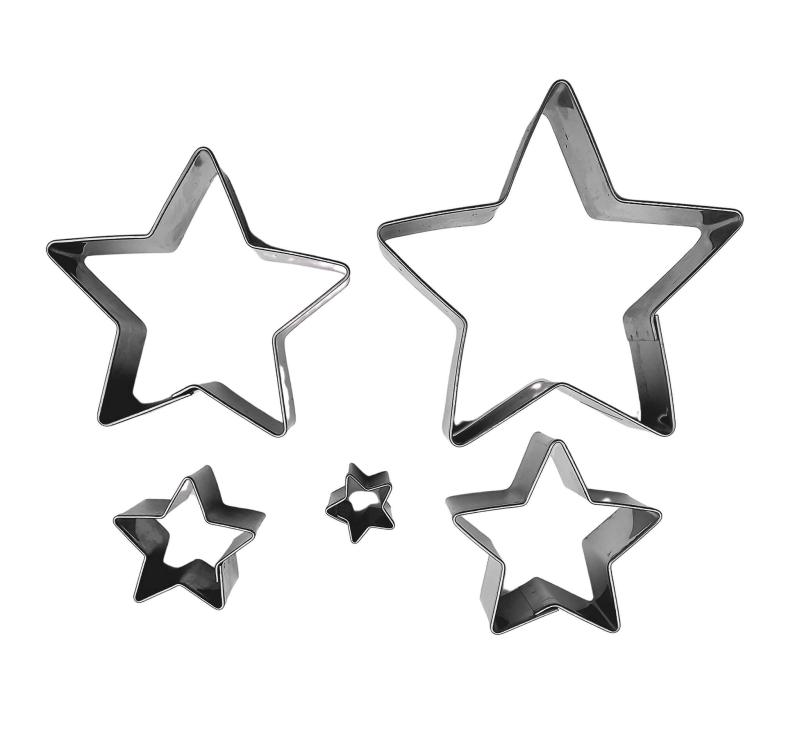 Fünfzackige Sterne 5er Set 1,5 cm bis 7,5 cm